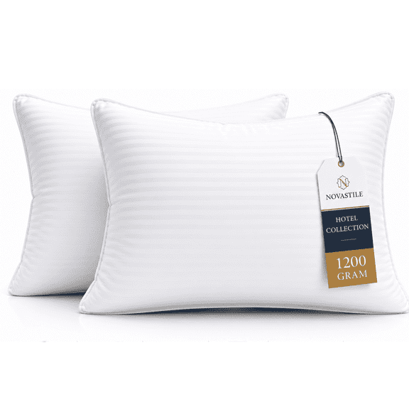 NOVASTILE Bed Pillows – Down Alternative, Hotel Quality, Queen Size – Set of 2