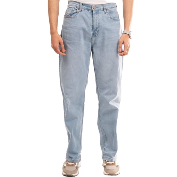 NOVASTILE Men's Distressed Relaxed STRAIGHT Fit Stretch Denim Jeans Classic Clean Minimal Design Everyday Casual Comfort Versatile Basic Denim Pants Light Wash Streetwear M7 Light Blue 28