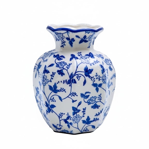 Blue and White Ceramic Vase Small Flower Vase for Home Decor 5.9 in NOVATRAX