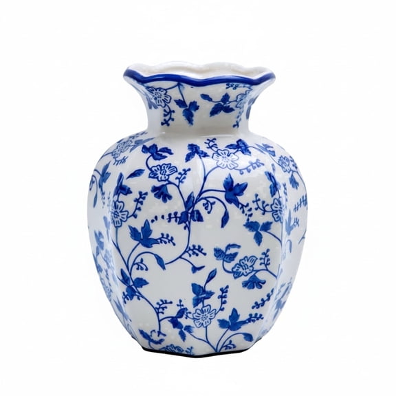 Blue and White Ceramic Vase Small Flower Vase for Home Decor 5.9 in NOVATRAX
