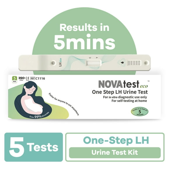 NOVATest One-Step LH Urine Ovulation Tracker, Biodegradable Easy At Home Fertility Test, 5-Pack