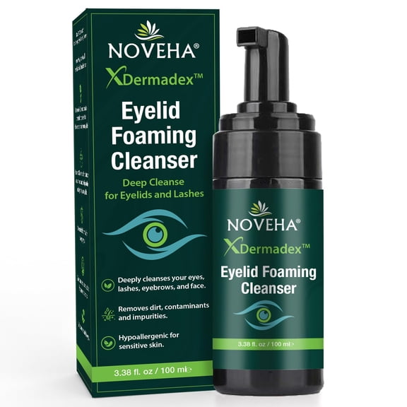 Demodex Eyelid Cleanser Foam | Extra Strength Tea Tree Oil Formula | Daily Face Wash For Eyelash, Demodex, MGD, Stye Eyes, Eye Irritations & Skin Dryness, 3.38 fl oz (100ml)