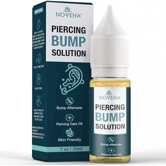 NOVEHA Piercing Aftercare Oil with Tea Tree Oil  Soothing Skin Care for Post-Piercing Care, Helps Improve the Appearance of Skin Bumps, Lightweight Formula for Face & Body, 20ml