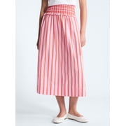 Women's and Women's Plus Striped Cotton Maxi Skirt with Smocked Waist, Sizes XS-XL