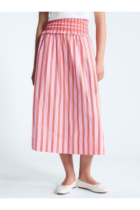 Women's and Women's Plus Striped Cotton Maxi Skirt with Smocked Waist, Sizes XS-4X