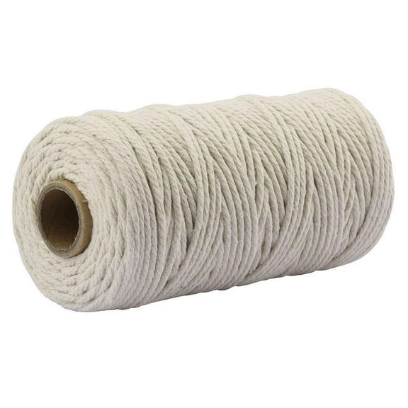 NOVELAR 0.08 in Thick Cotton Cord, 328 ft Long Beige Spool, Durable and Breathable for All-Day Comfort, Perfect for Home Decor, Jewelry Making, and Fiber Arts