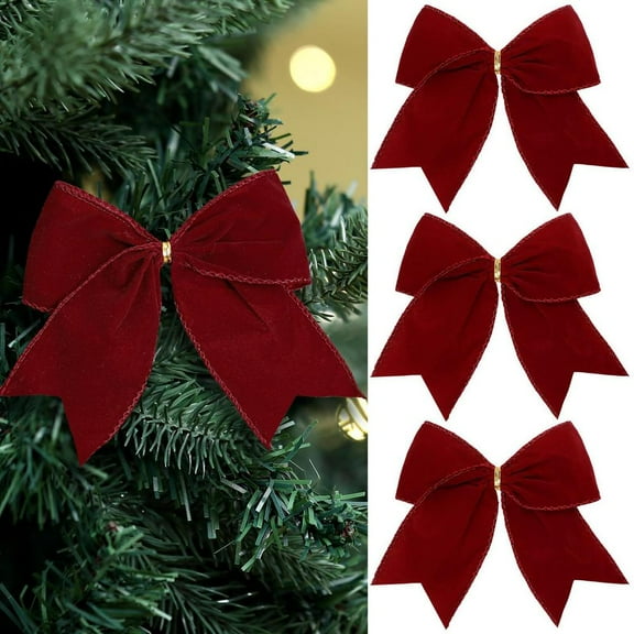 NOVELAR 12-Pack Velvet Holiday Bows, 6 Inches Wide, Cozy Retro Accents for Gifts and Garlands, Ideal for Family-Friendly Christmas Decorating
