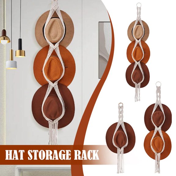 NOVELAR 3-Tier Hat Storage Rack, Easy Hang Installation for Wool & Floral Hats, Decorative Wall Organizer for Home