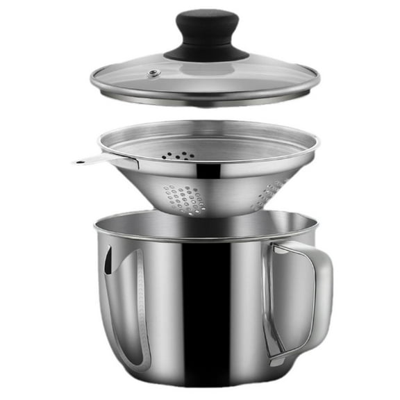 NOVELAR 304 Stainless Steel Grease Separator, 5.5 Inch Wide with Pour Spout, Easy to Clean Dishwasher Safe Tool, Perfect for Making Broths and Sauces