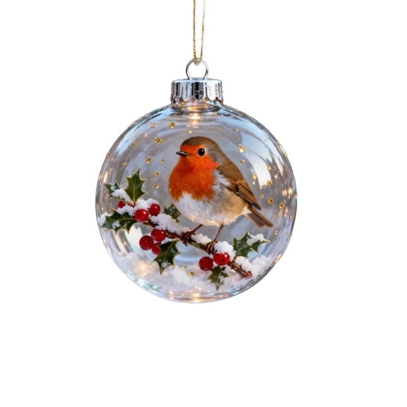 NOVELAR 3D Cardinal Bird Ornaments, Set of Acrylic 3.15 Inch Balls, Enhances Light Reflection for Festive Spirit, Ideal for Year-Room Decor on Windows and Shelves