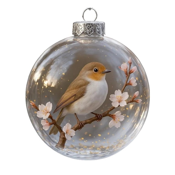NOVELAR 3D Cardinal Bird Ornaments, Set of Acrylic 3.15 Inch Balls, Enhances Light Reflection for Festive Spirit, Ideal for Year-Room Decor on Windows and Shelves