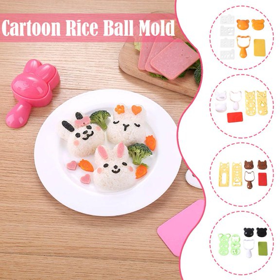 NOVELAR 5-Piece Cartoon Shaped Rice Press, Safe and Easy-to-Clean Kitchen Tool, Great for Making Fun Lunches and Snacks