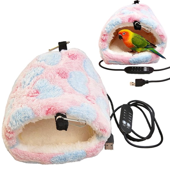 NOVELAR Adjustable Heated Bird Shelter, 7.87x8.2x6.7 in, USB Powered with Two Hanging Methods, Creates a Safe Warm Environment for Hamsters and Small Pets