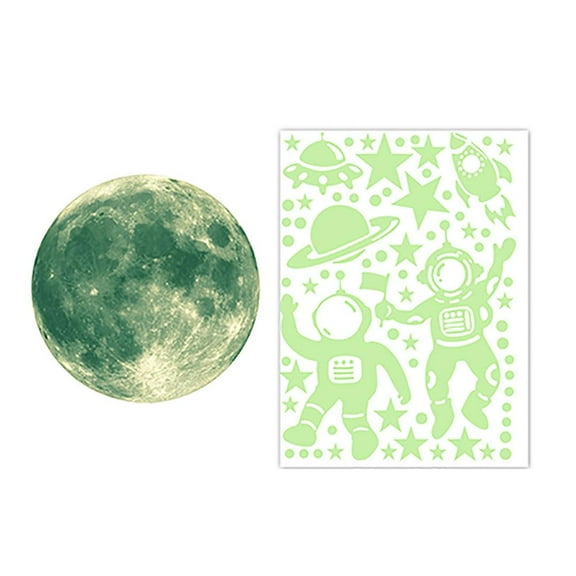 NOVELAR Astronaut Planet Wall Decals, 8.27x11.42 in & 7.48x7.48 in, Removable Vinyl for Nursery or Playroom