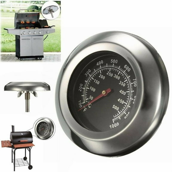 NOVELAR Barbecue Thermometer, 3-inch Silver/Black Dial, Dual Scale to 1000F, Easy-to-Read Gauge for Safe Grilling, Essential for Home Cookouts and Tailgating