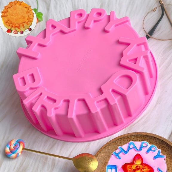 NOVELAR Birthday Theme Round Cake Mold, 7.8 Inch Diameter, Flexible for Easy Release, Great for Making Festive Candies and Desserts