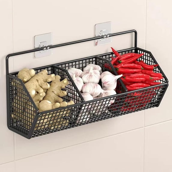 NOVELAR Black Iron Wall Basket, 5.51 x 4.33 x 5.91 in Single Grid, Easy Tool-Free Mounting Saves Time, Versatile for Bath, Kitchen, and Bedroom Shelving Needs