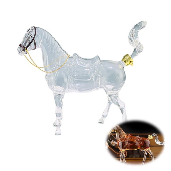 NOVELAR Clear Glass Horse Decanter for Spirits, 13.4 x 11.8 in, Artistic Centerpiece for Bar Cart or Display Cabinet