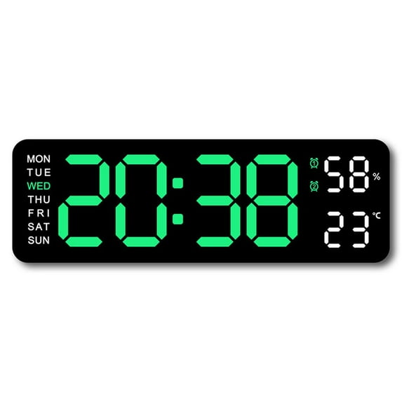 NOVELAR Colorful Plastic Electronic Clock 10 x 1.4 x 3 in, Multiple Alarms and Adjustable Brightness, Perfect for Nightstand or Home Office Use