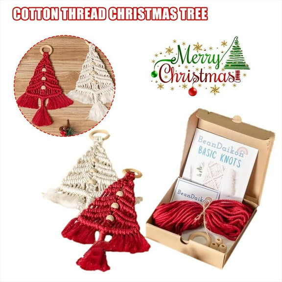 NOVELAR DIY Macrame Christmas Tree Kit with Step-by-Step Video Guide, All-Inclusive Materials for 3 Handmade Ornaments, Creative Holiday Activity for New Crafters