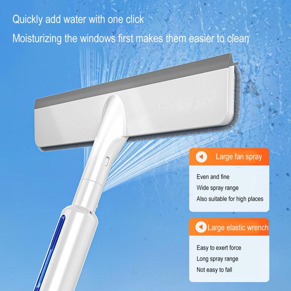 NOVELAR Extension Window Cleaner with Spray Bottle, 51 Inch Pole & 3 Replacement Cloths, One-Touch Spray for Large Glass Surfaces, Great for Hard-to-Reach Windows and Screens