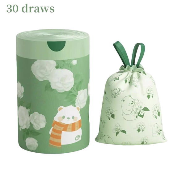 NOVELAR Extra Thick Leak-Proof Trash Bags with Drawstring, 18.5 in x 17.7 in, Camellia Scented, Strong and Tear-Resistant for Heavy or Wet Waste, Ideal for Pet Waste and Household Disposal