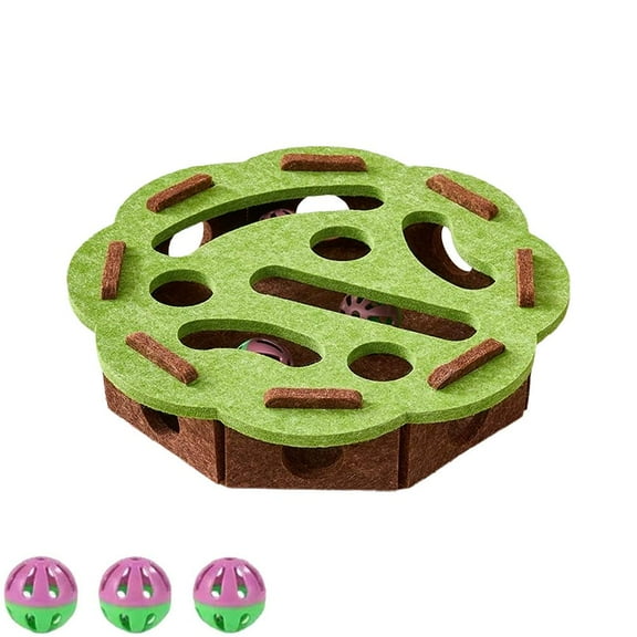 NOVELAR Felt Cat Activity Maze with Hidden Treat Slots, 11.8 Inches Square, Engages Kittens and Adult Cats for Fun Challenges, Ideal for Indoor Play and Reducing Anxiety