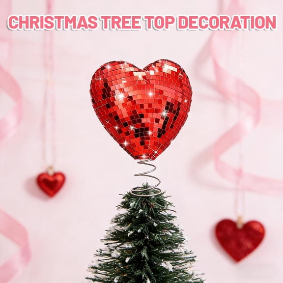NOVELAR Felt and Steel Tree Top Star, Multiple Sizes up to 9 inches, Features Shimmering Sequins and Reflective Mirrors, Ideal for Valentine's Day Celebrations and Decor