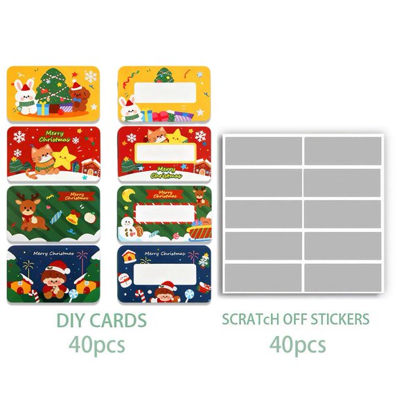 NOVELAR Festive Holiday Scratch Cards, 3.5 x 2.1 Inch with Scratch Films, Reveal Custom Messages & Prizes, Perfect for Christmas Parties & Gift Envelopes