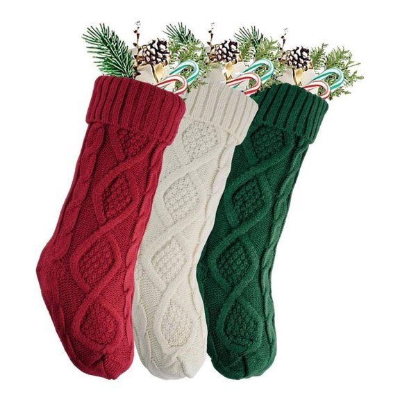 NOVELAR Fluffy Knit Xmas Stocking with Sturdy Loop, Holds Chocolates and Gift Cards, Great for Kids and Family Decor