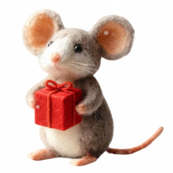 NOVELAR Grey Felt Mouse Figurine, 3.15 inches Tall, Handcrafted with Intricate Details, A Charming Decorative Accent for Valentine's Day, Ideal for Display on Mantels or Window Sills