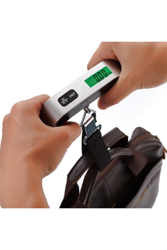 Handheld Luggage Weigher, 110 lb Limit and Green LCD Display, Simple One-Button Operation, Essential for Pre-Flight Suitcase Weighing