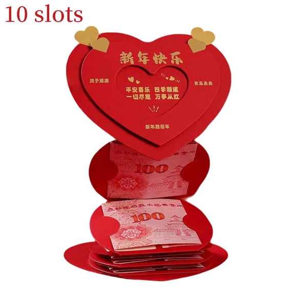 NOVELAR Heart-Shaped New Year Red Envelope, Holds Cash and Blessings, Ideal for Lunar New Year Celebrations and Family Dinners
