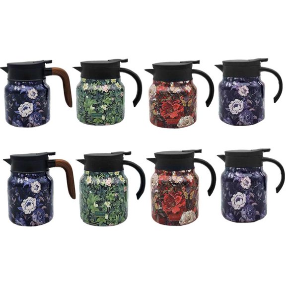 NOVELAR Insulated Stainless Steel Teapot, 4.7x4.3x6.5 in, Press-Button Lid for One-Handed Control, Maintains Beverage Temperature for Hours, Great for Daily Use and Office Breaks