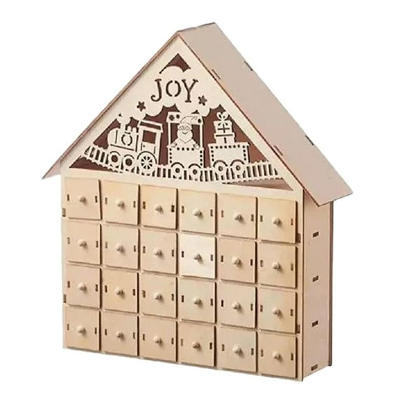 NOVELAR LED Light-Up Wood Advent Calendar Box, 10.34 by 11.12 by 2.54 Inches, 24-Day Countdown Storage with Warm Glow, Christmas Home Decoration for Family Gift Giving