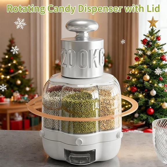 NOVELAR Large 6-in-1 Rotating Dispenser, Airtight BPA-Free Plastic Construction, Stores Rice, Pasta, and Cereals, Perfect for Modern Kitchen Food Organization