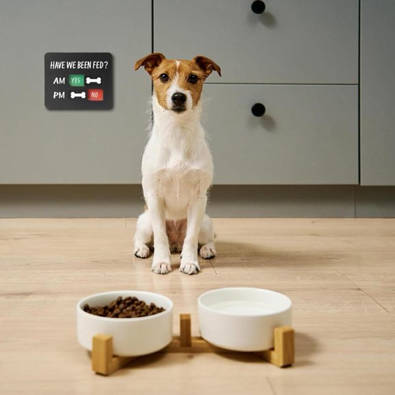 NOVELAR Magnetic Pet Meal Reminder Sign, 3.9 x 4.7 in Acrylic Panel, Green/Red Status Indicators, Keep Household on Same Feeding Schedule