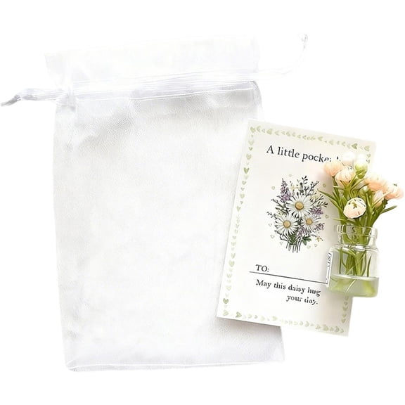 NOVELAR Miniature Good Luck Card with Resin Flowers, Fits in Wallet or Pocket for Daily Encouragement, Ideal as a Stocking Stuffer or Party Favor