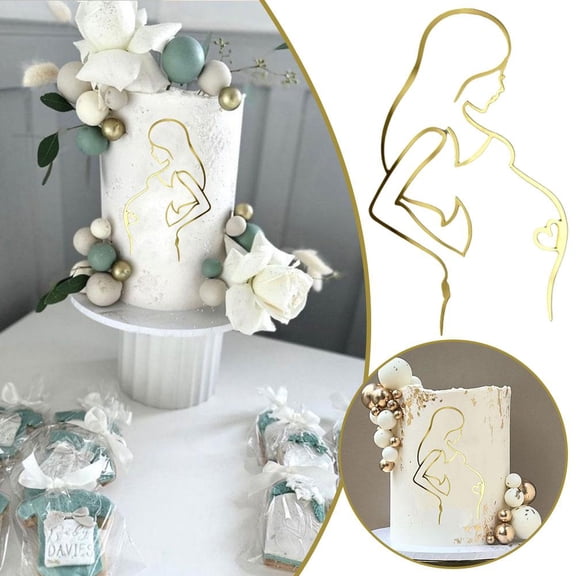 NOVELAR Mom-to-Be Cake Topper, Plastic Decoration Measuring 3.14 x 5.11 Inches, Sweetly Announce the Pregnancy, Great for Baby Shower Cupcakes and Treats