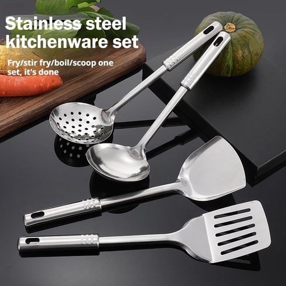 NOVELAR Multi-Purpose Kitchen Utensil Set, 5 Stainless Steel Tools for Stirring and Flipping, Ideal for Home Cooks and Chefs