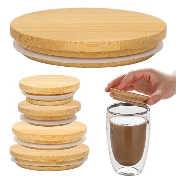 NOVELAR Natural Wood Canning Lids, Set of 5 Sizes up to 4 Inches, Secure Fit for Preserving and Gift Packaging