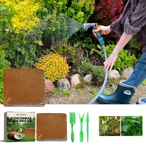 NOVELAR Organic Coir Fiber Gardening Brick, 4x4 Inch, Breathable Potting Soil Substitute, Reduces Watering Frequency for Houseplants and Orchards