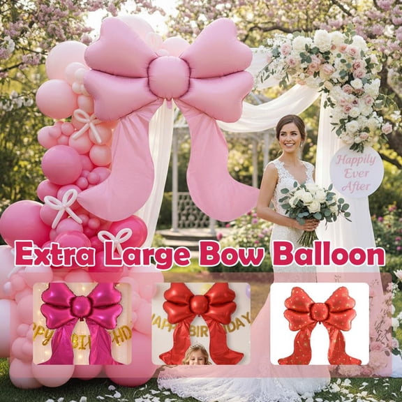 NOVELAR Oversized Heartbeat Bow Balloon, 67 in Tall, Adds Warmth and Anticipation to Any Space, Great for Photo Backdrops and Romantic Surprises
