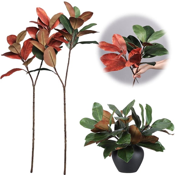 NOVELAR Plastic Magnolia Leaf Stems, Multiple Heights up to 43.3 inches, Effortless Botanical Accents for Any Room, Great for Floral Arrangements and Special Events