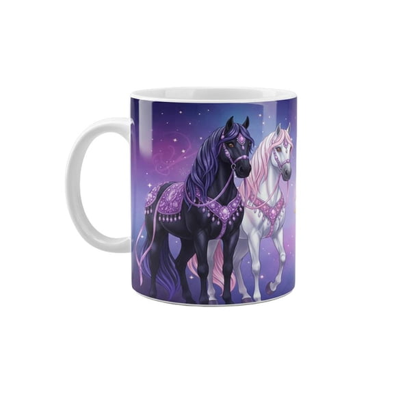 NOVELAR Purple Blue Starry Sky Horse Pattern Ceramic Mug, Holds 12 oz of Hot Beverages Comfortably, Perfect for Christmas or New Year Gifting