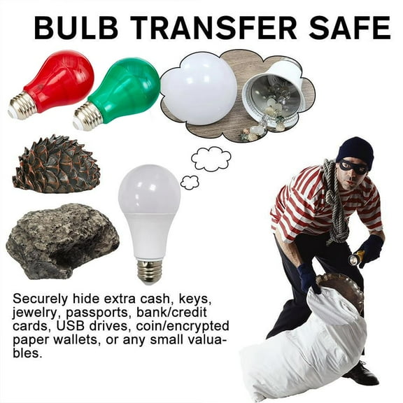 NOVELAR Realistic Bulb Hidden Safe, 2.36 Inches Wide, Peace of Mind Security, Conceal USB Drives and Credit Cards at Home