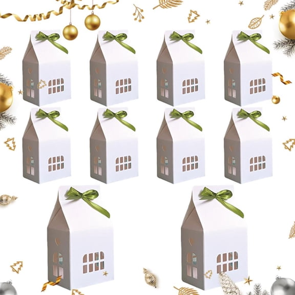 NOVELAR Recyclable House-Shaped Gift Boxes, 10-Piece Set, Matte or Glossy Finish for Custom Decor, Great for Holiday and Party Favors