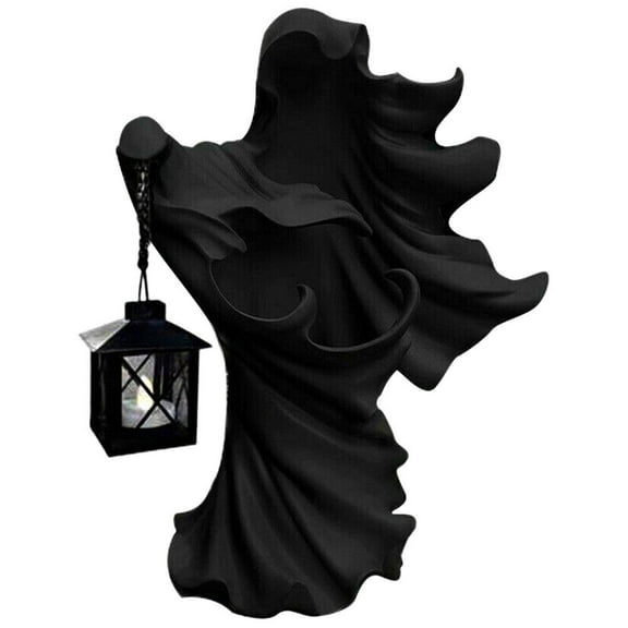 NOVELAR Resin Halloween Ghost Light, 8 in Height, Energy-Saving Solar Light, Waterproof Garden Statue for Patio and Indoor Decor