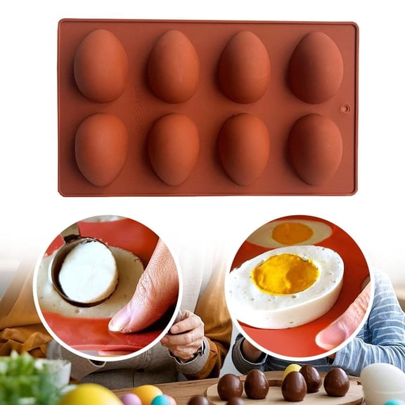 NOVELAR Reusable Silicone Egg Mold Set, 8-Cavity Design for Chocolate and Candy Making, Dishwasher Safe for Quick Cleanup, Great for Easter Crafts and Seasonal Baking Projects