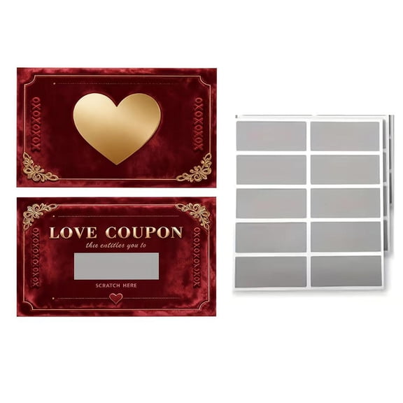 NOVELAR Scratch and Reveal Love Note Cards, 20 Premium Paper Coupons, Wallet-Size 2.1 x 3.5 in, Personalize with Secret Promises & Fun Activities, Great for Birthday Surprises or Just Because
